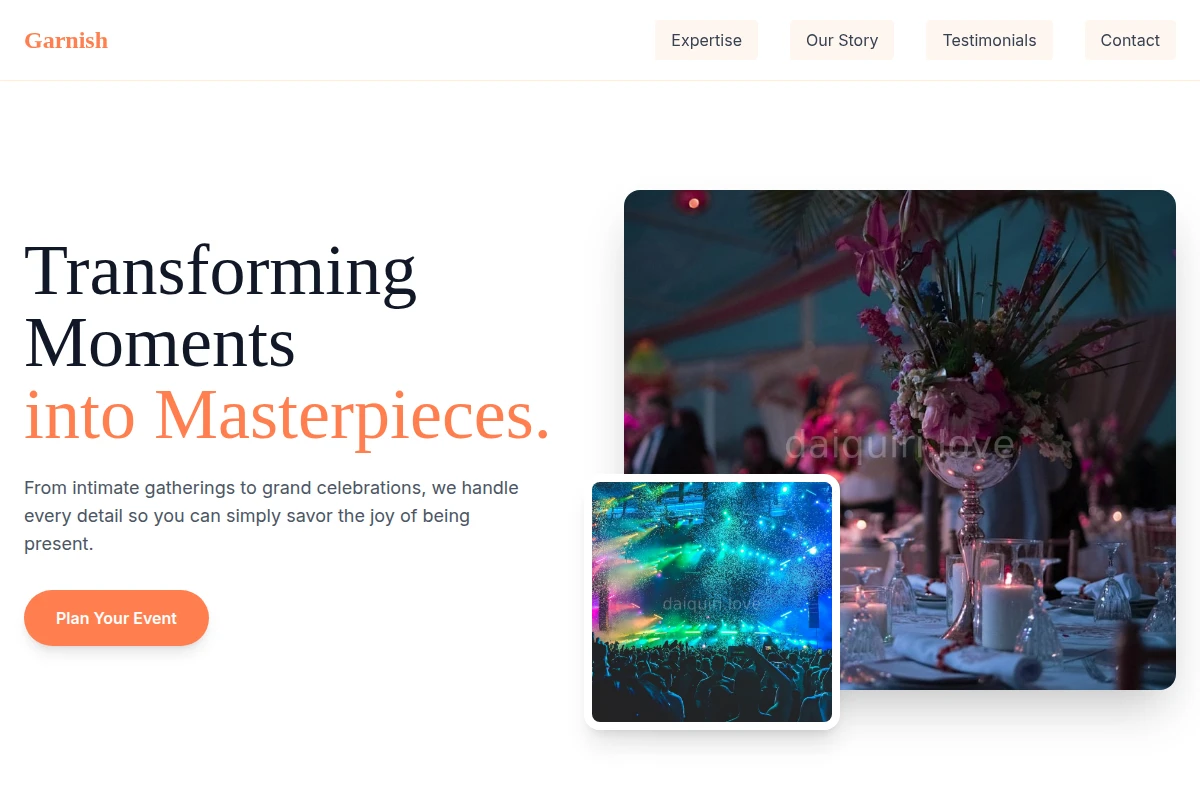 Garnish Event Planning